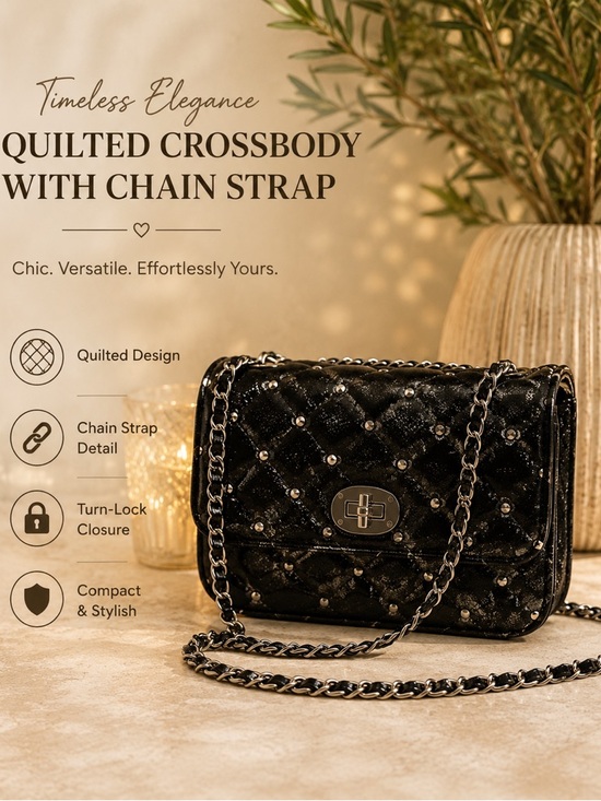 White House Black Market Handbags - WHBM Studded Black Quilted Clutch/Bag w/Rhinestones